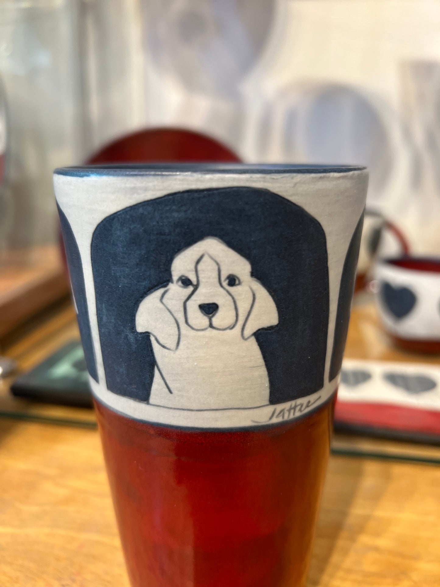 Dogs on Tumbler 6” by Sally Jaffee