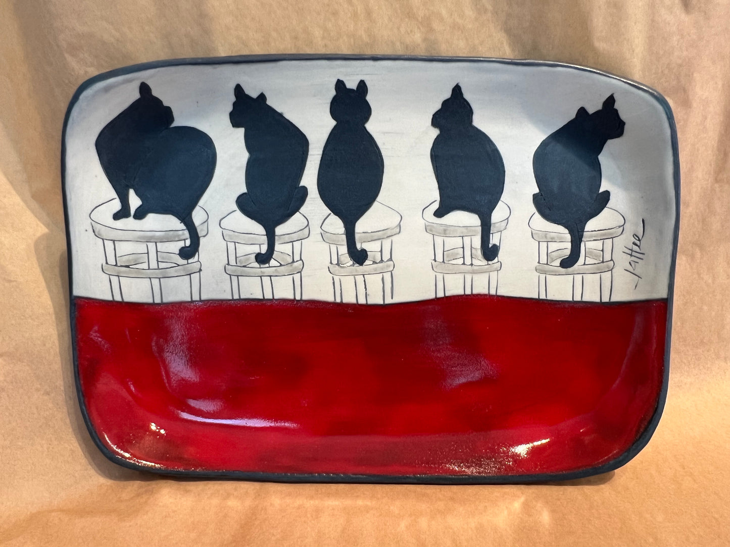 Cats on Tray 7x11 Sally Jaffee