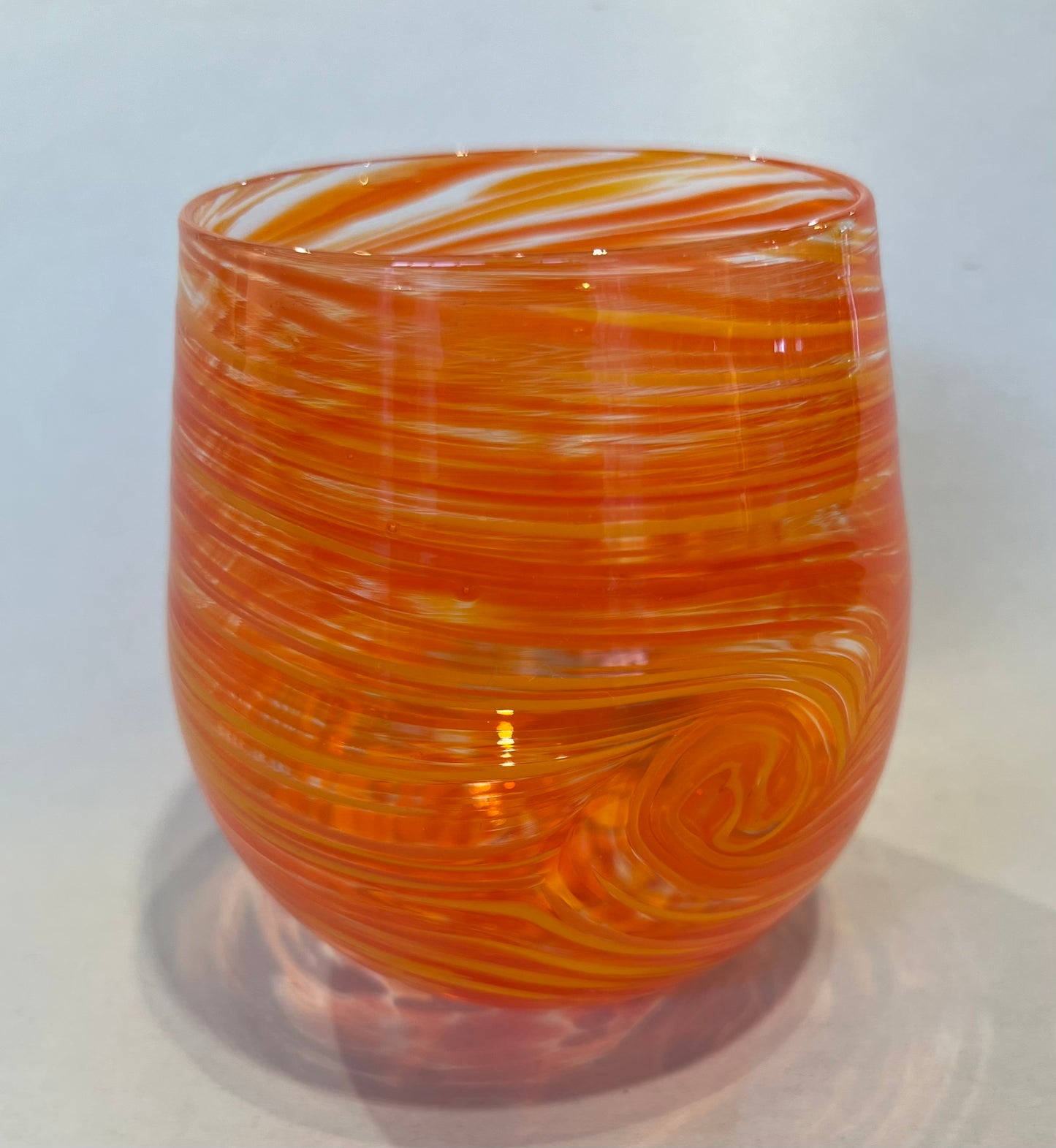 Stemless Wine Glass Orange by Cory Ballis