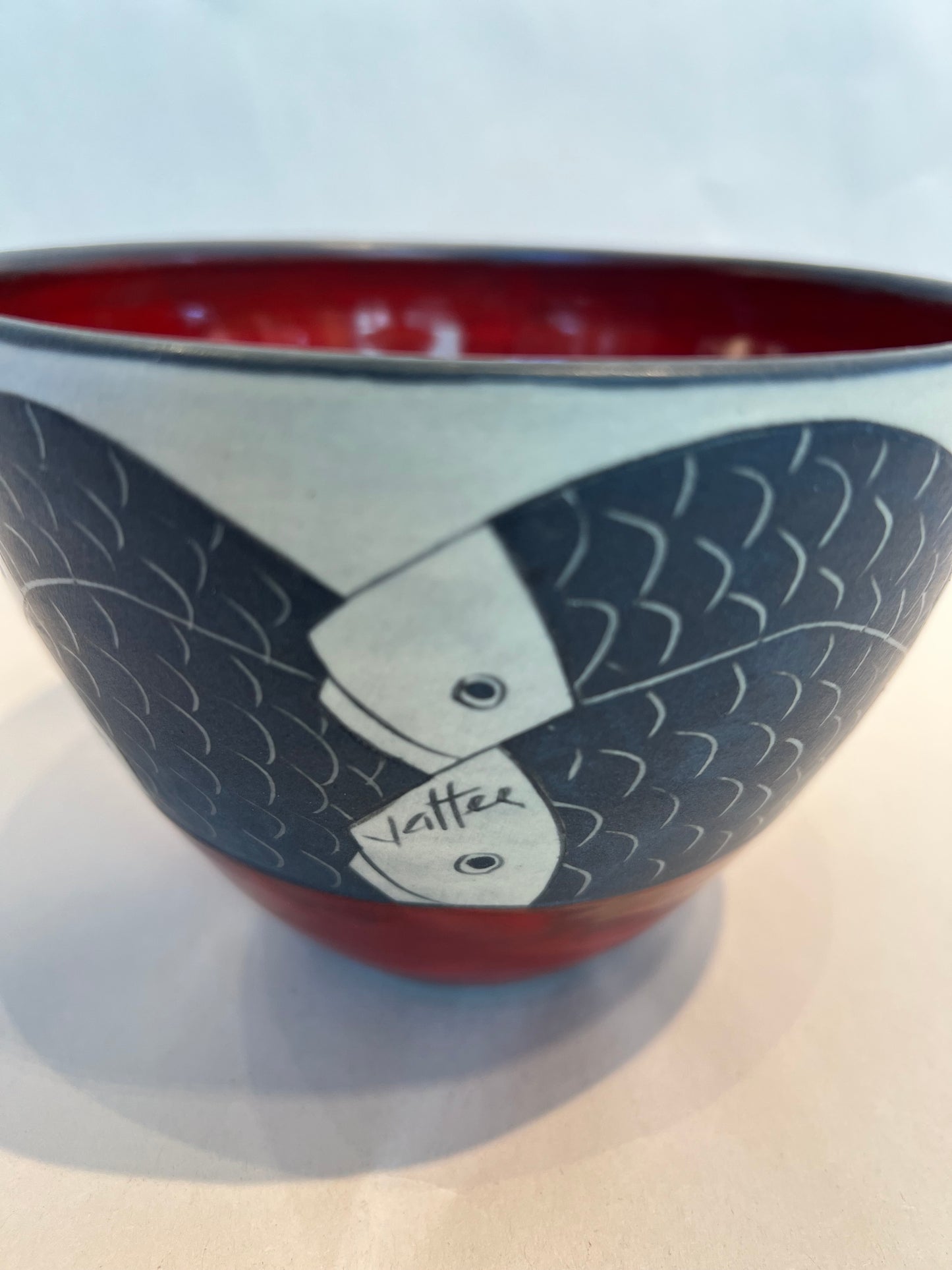 Fish on Bowl 4”x6” by Sally Jaffee