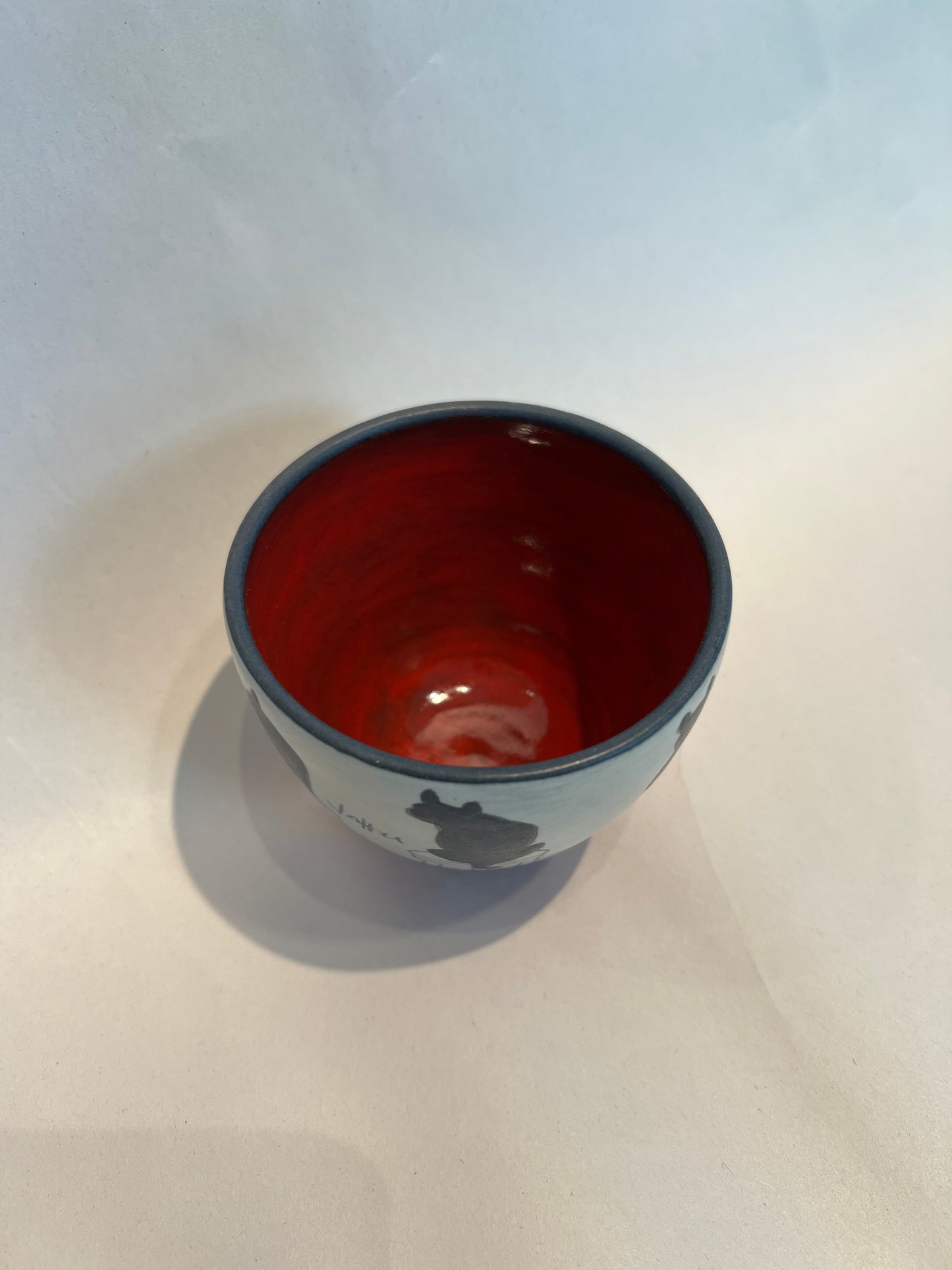 Cats on Tea Bowl 3”x3” by Sally Jaffee