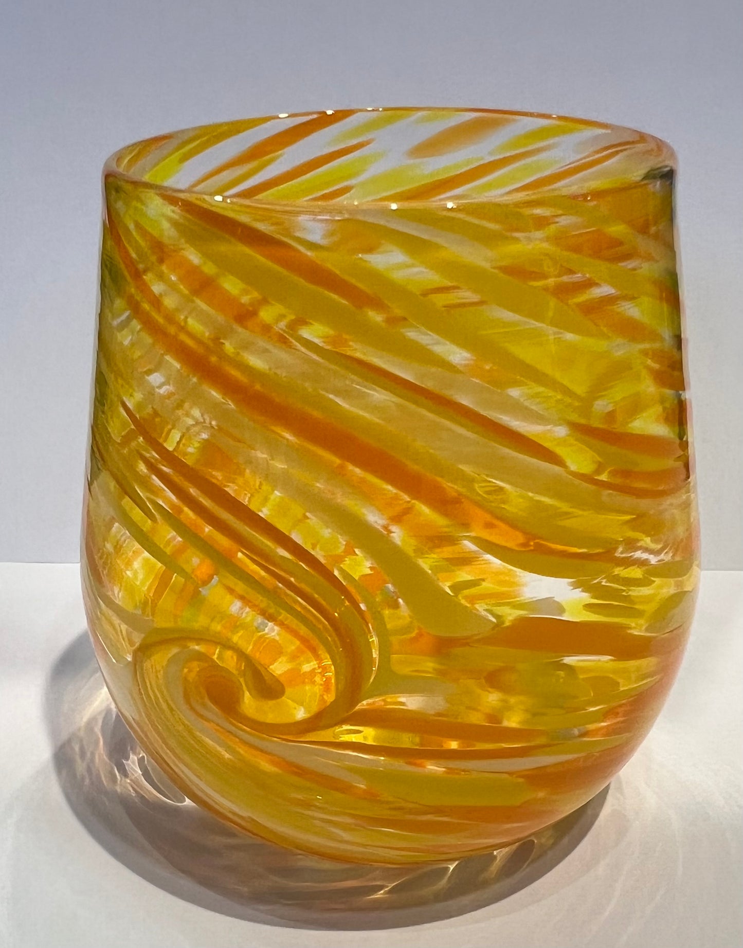 Stemless Wine Glass Yellow by Cory Ballis