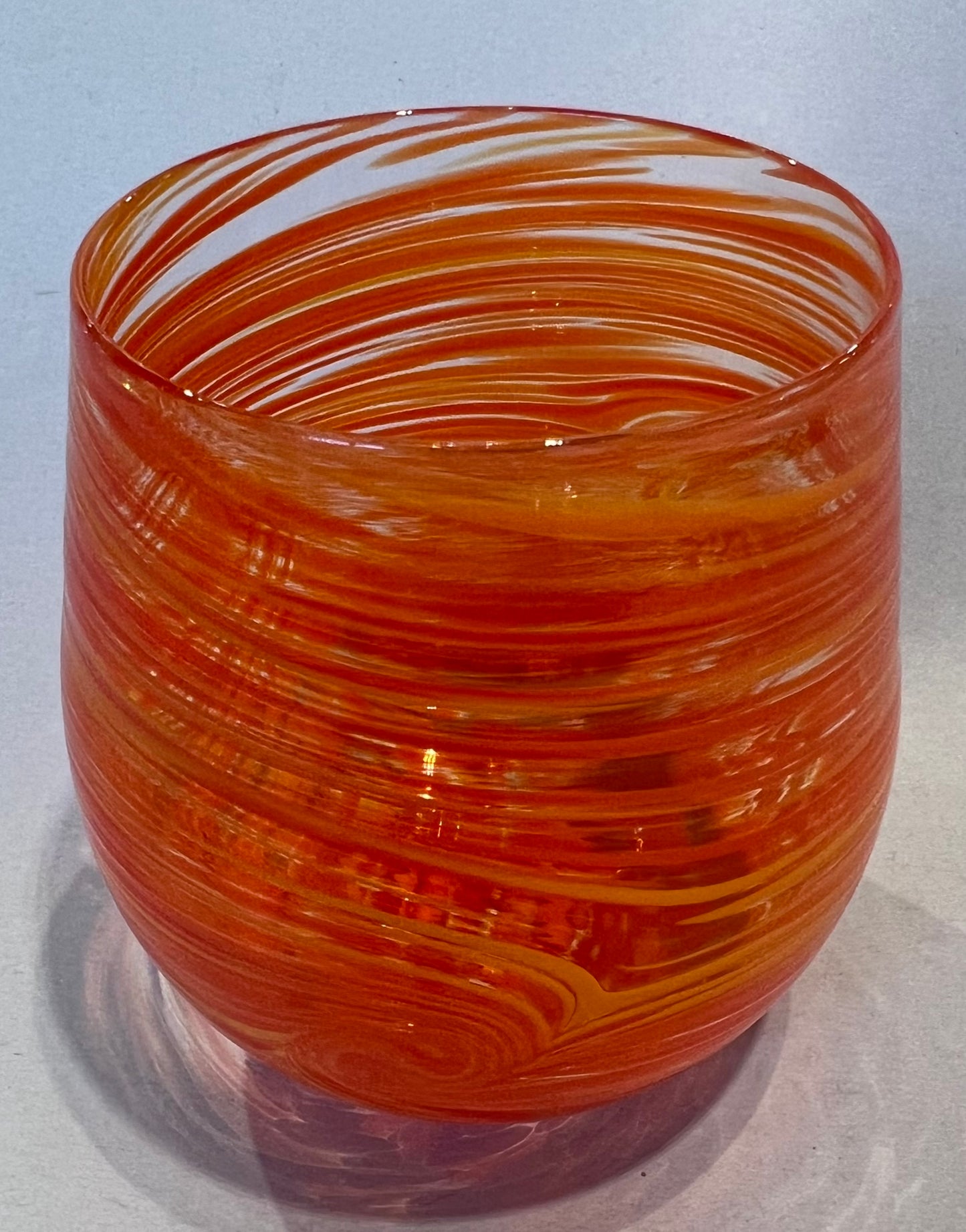 Stemless Wine Glass Orange by Cory Ballis