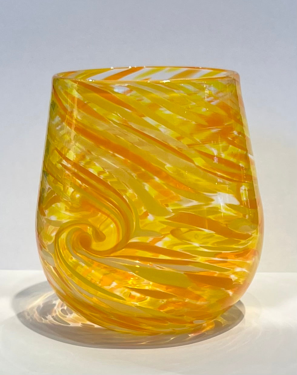 Stemless Wine Glass Yellow by Cory Ballis