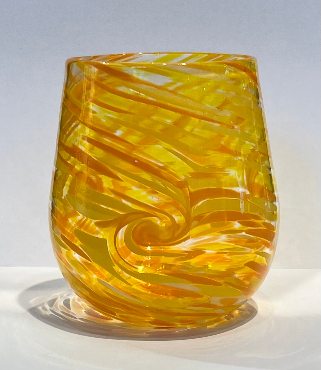 Stemless Wine Glass Yellow by Cory Ballis