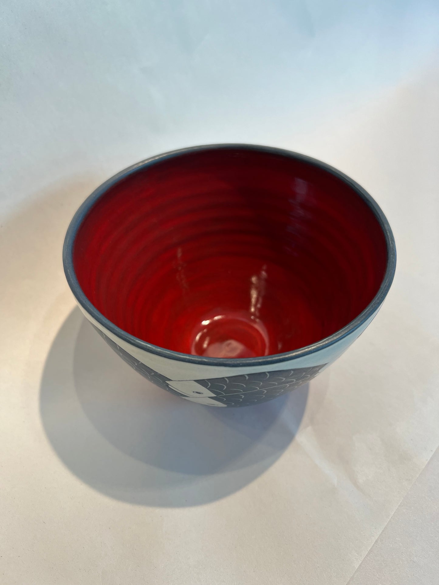 Fish on Bowl 4”x6” by Sally Jaffee