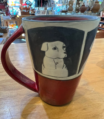 Dogs on Coffee Cup 4 1/2” by Sally Jaffee