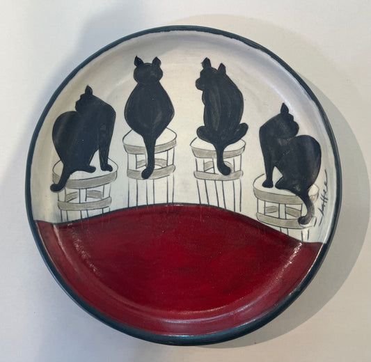Cats on Plate  6-1/2" Sally Jaffee