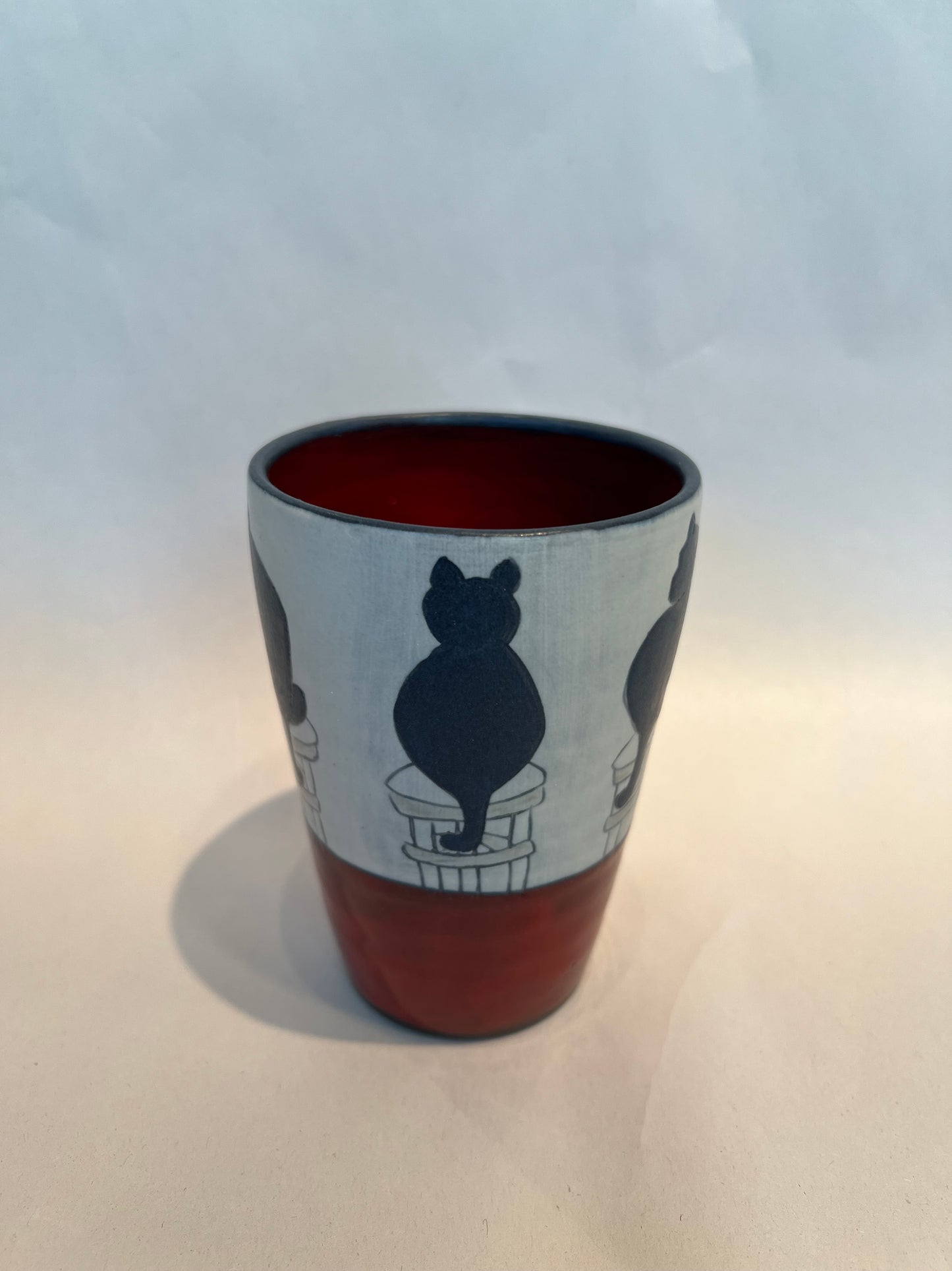 Cats on Cup 5”x3” by Sally Jaffee