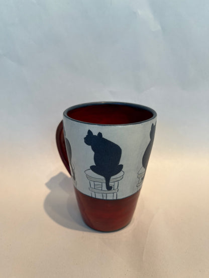 Cats on Cup 5”x3” by Sally Jaffee