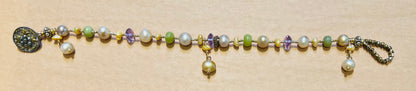 #2553 NT Bracelet, Pearl, Jade, Amethyst