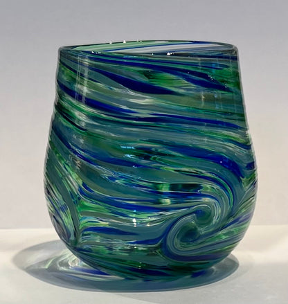 Stemless Wine Glass Tidepool by Cory Ballis