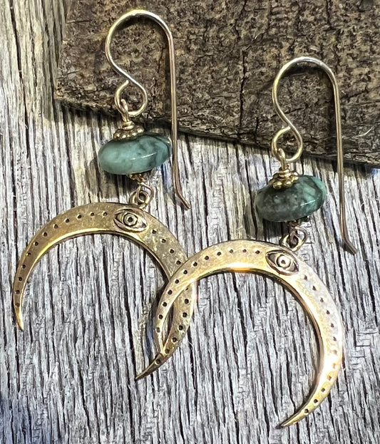 #1145 NT earrings, bronze, turquoise