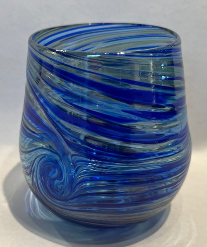 Stemless Wine Glass Cobalt by Cory Ballis