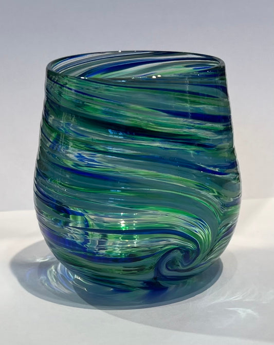 Stemless Wine Glass Tidepool by Cory Ballis